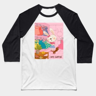 Bunny shopping Baseball T-Shirt